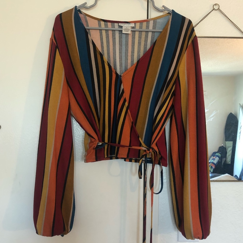 Super soft striped wrap top
